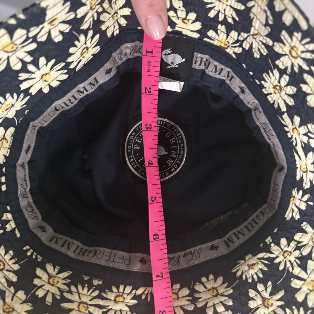 Peter Grimm Daisy Floral Bucket Hat‎ Navy Yellow Cotton Cottagecore Sun Hat - Picture 7 of 7